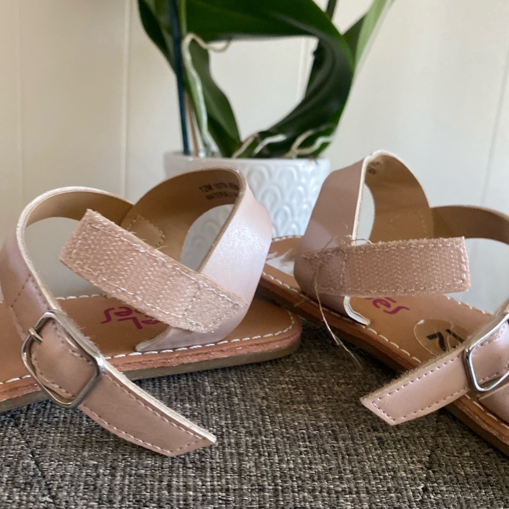 Girls Floral Pink Strap Sandals with Buckle - Picture 7 of 9